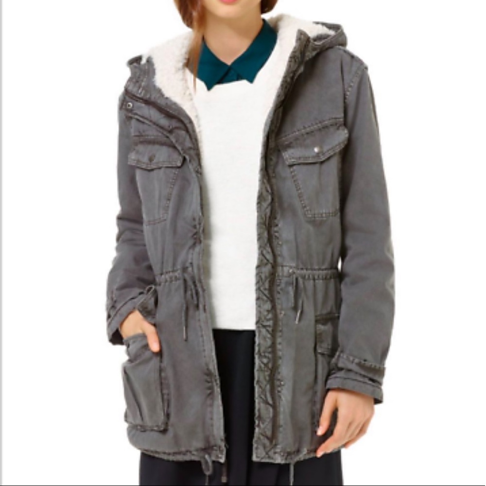 Aritzia Talula Sherpa Jacket Grey Coat